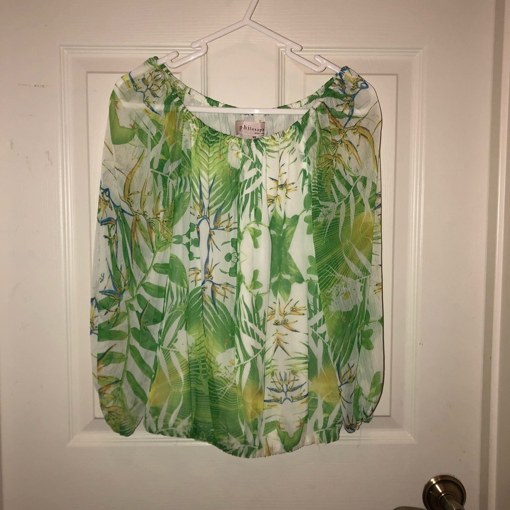 Palm leaves patterned blouse
